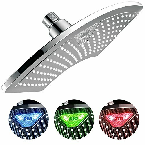 DreamSpa AquaFan 12 inch All-Chrome Rainfall-LED-Shower-Head with Color-Changing LED/LCD Temperature Display
